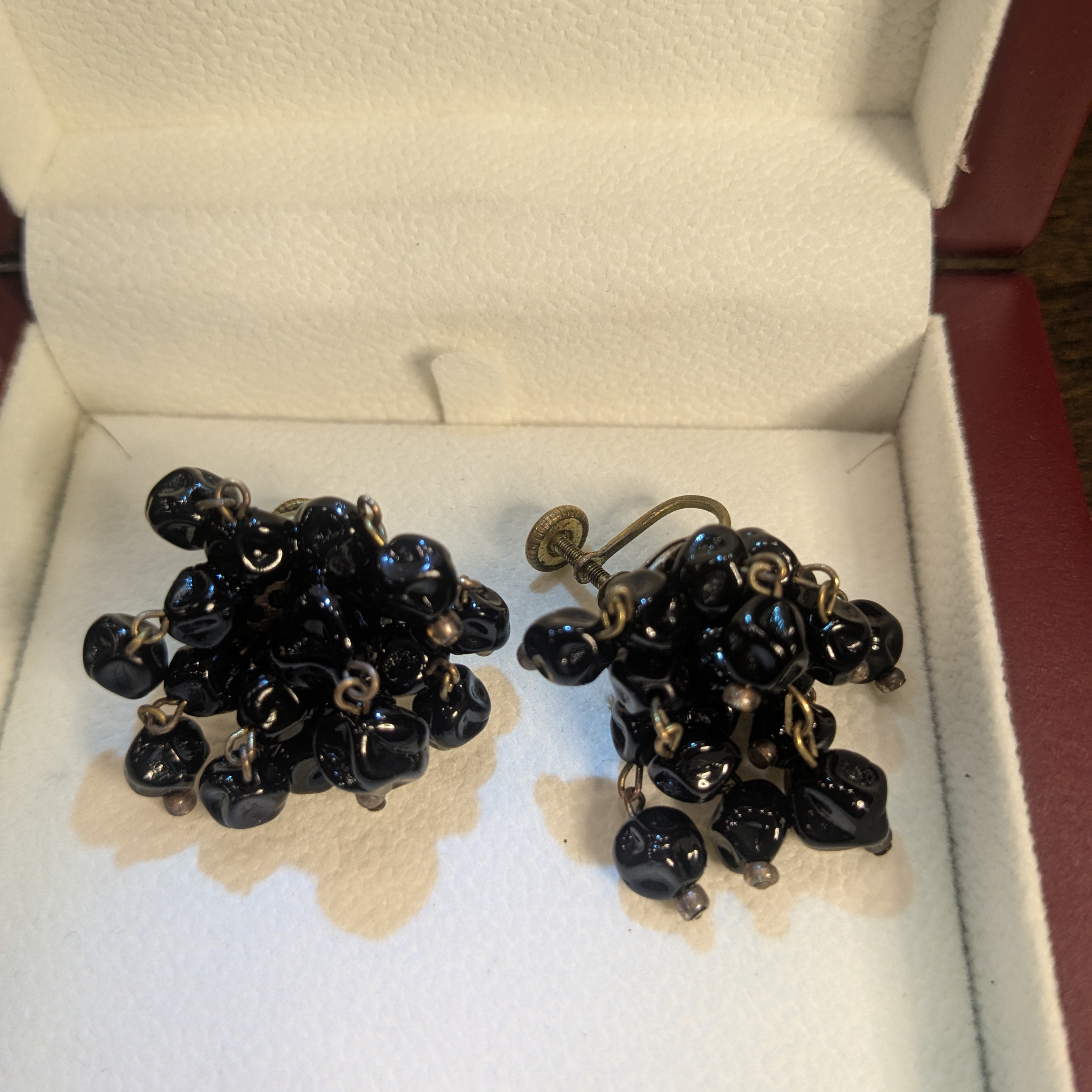 West Germany Vintage Black Cluster Earrings 10$
